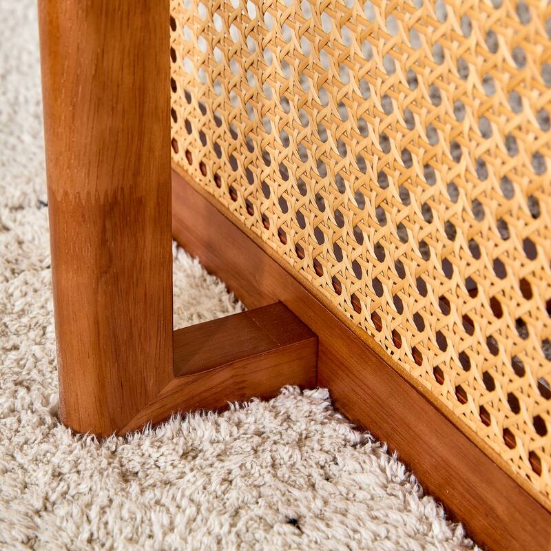 Chinese Log Rattan Coffee Table, Rectangular Solid Wood Coffee Table Small Family living Room Tea Table