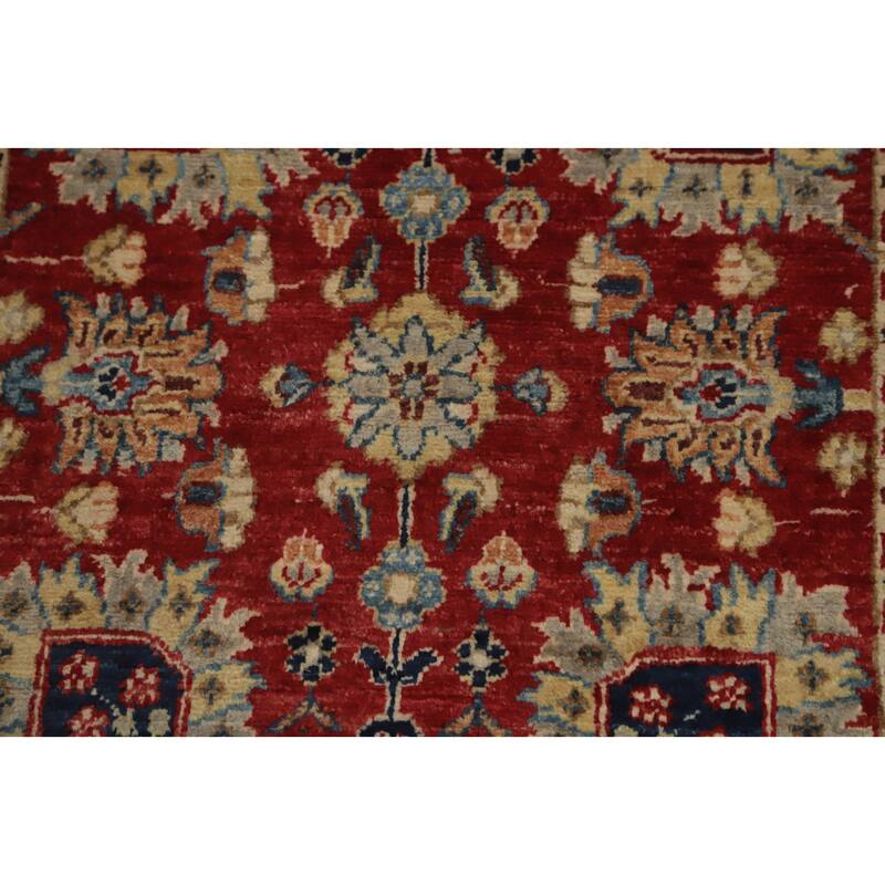 Hand Knotted Oriental 100% Wool Carpet Traditional All-Over Red Ziegler Runner Rug - 12' 0'' X 2' 6''