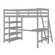 preview thumbnail 5 of 5, Gray Pine Wood Loft Bed with Desk, Ladder, and Shelves, High Guard Rails