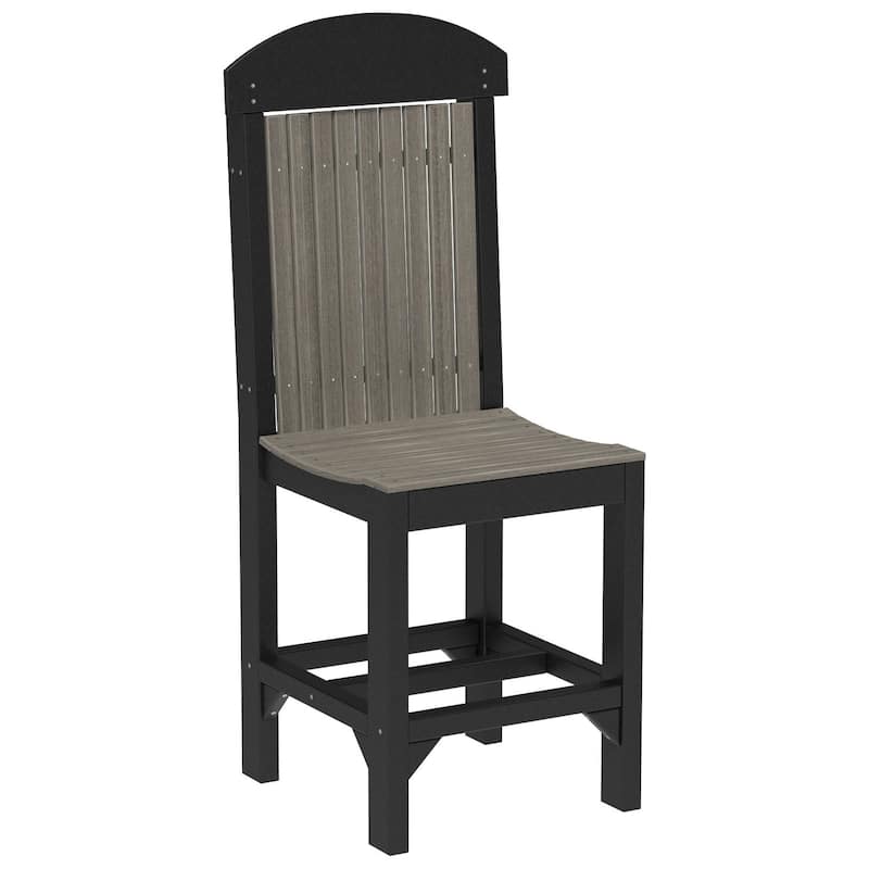 Set of 4 Poly Lumber Classic Dining Chairs - Side Chair - Coastal Gray Woodgrain & Black - Counter Height