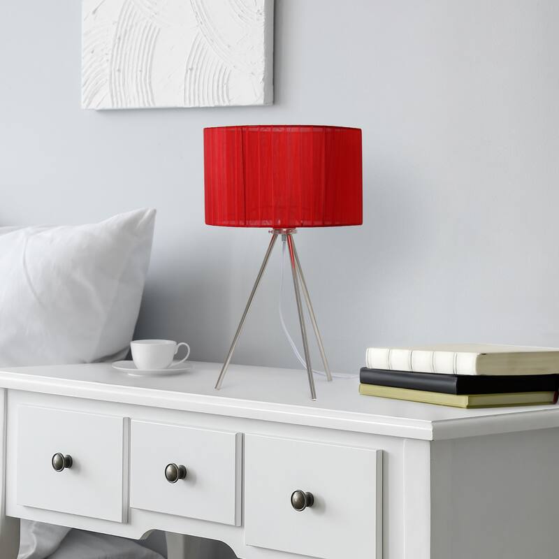 Creekwood Home 19.69" Contemporary Brushed Nickel Pedestal Table Lamp - 19.69