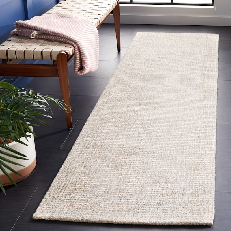 SAFAVIEH Handmade Abstract Lottie Modern Wool Rug - 2'3" x 16' Runner - Ivory/Grey - Runner