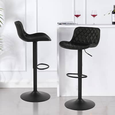Faux Leather Adjustable Barstools Upholstered Counter Bar Pub Height Stools