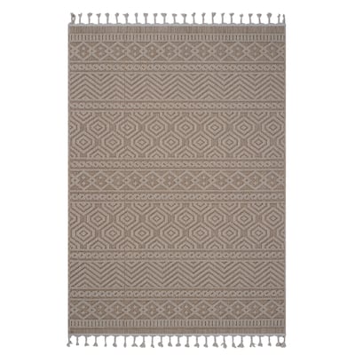 LOOM & LUXE Collection Mocha/Geometric Indoor/Outdoor Area Rug