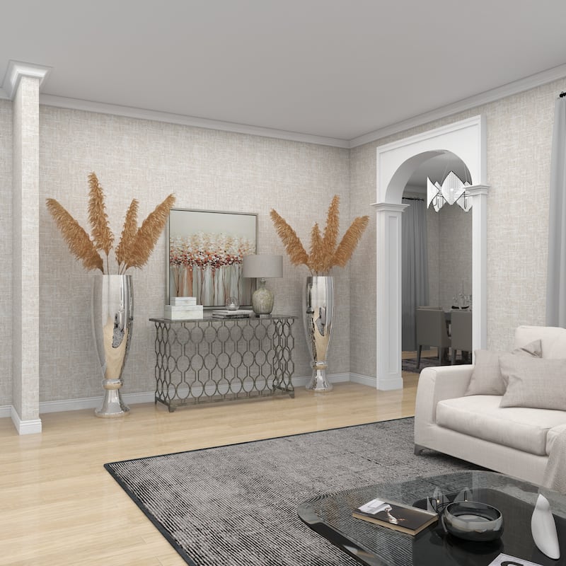 Silver Polystone Glam Vase with Mosaic Mirror Inlay