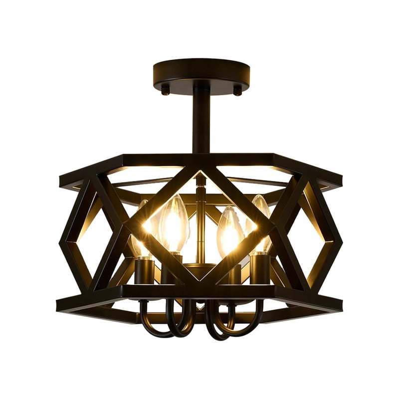 4 Light light bulb black ceiling light metal kitchen ceiling light - N/A