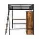 preview thumbnail 7 of 10, Full Size Metal Loft bed with Built-in Desk & Full-Length Guardrails, Saving Space Metal Loft Bed Frame with Wardrobe & Shelves