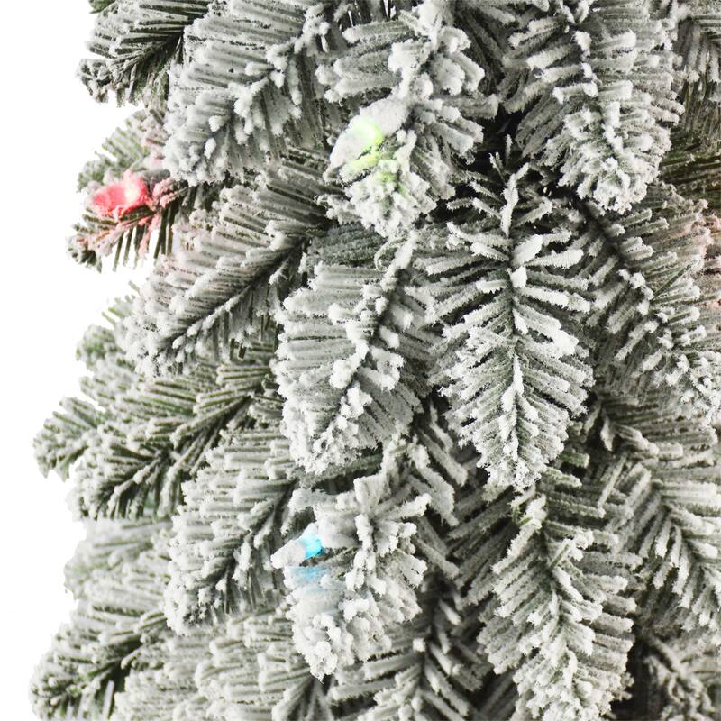 Puleo International 6 ft. Pre-lit Flocked Alpine Pencil Tree - 3