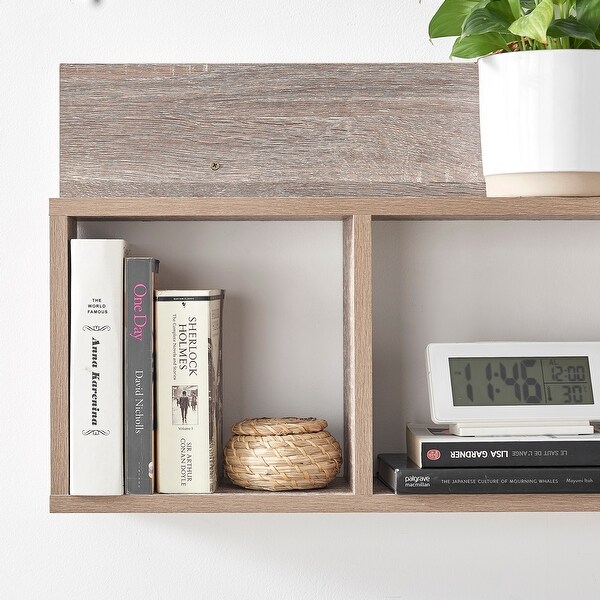 Danya B. Modern 3-Cube Floating Cubby Wall Shelf With Display Ledge ...