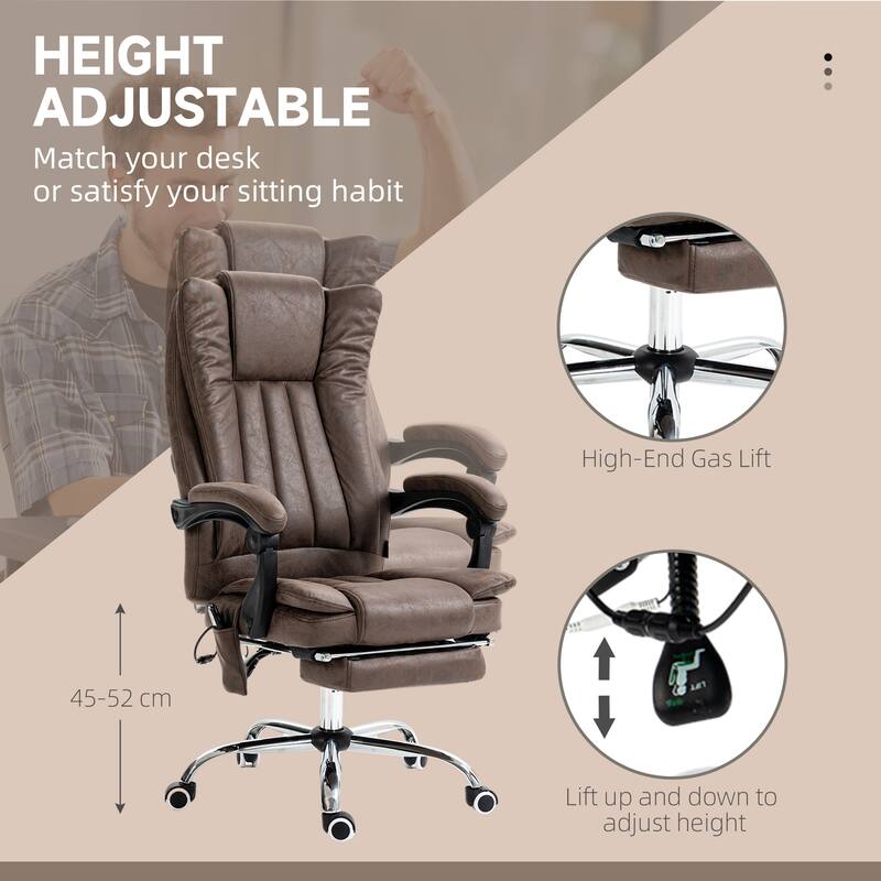 Vinsetto Microfiber Office Chair, High Back Computer Chair with 6 Point Massage, Coffee