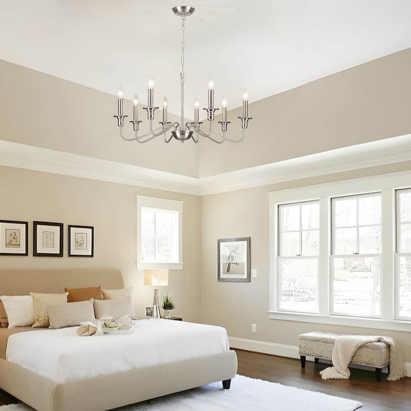 8-Light American Country Design Chandelier, Candle Style Chandelier for Dining Room Living Room Bedroom Kitchen - N/A