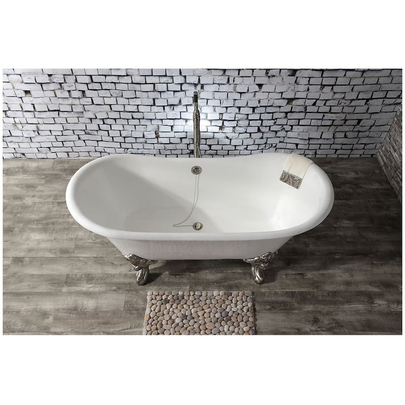 Kingston Brass Aqua Eden 67" Clawfoot Cast Iron Soaking Tub with