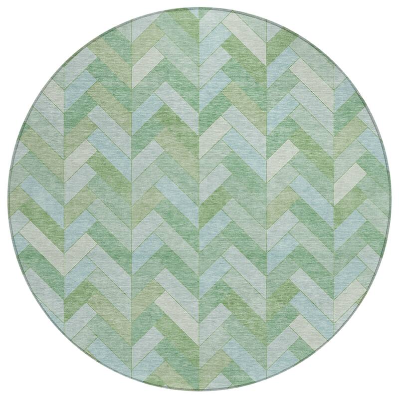 Machine Washable Indoor/ Outdoor Modern Chevron Chantille Rug