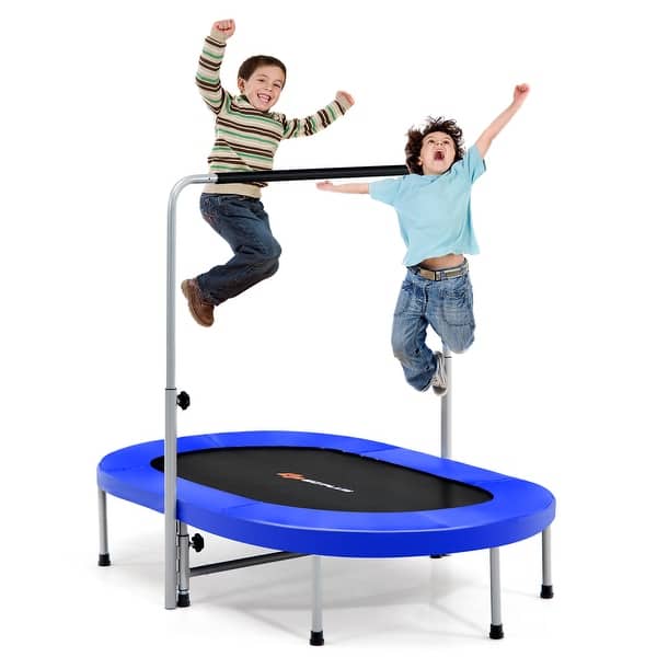 slide 2 of 22, Goplus 50'' Trampoline for 2 People Foldable Rebouncer w/Adjustable - See Details Blue