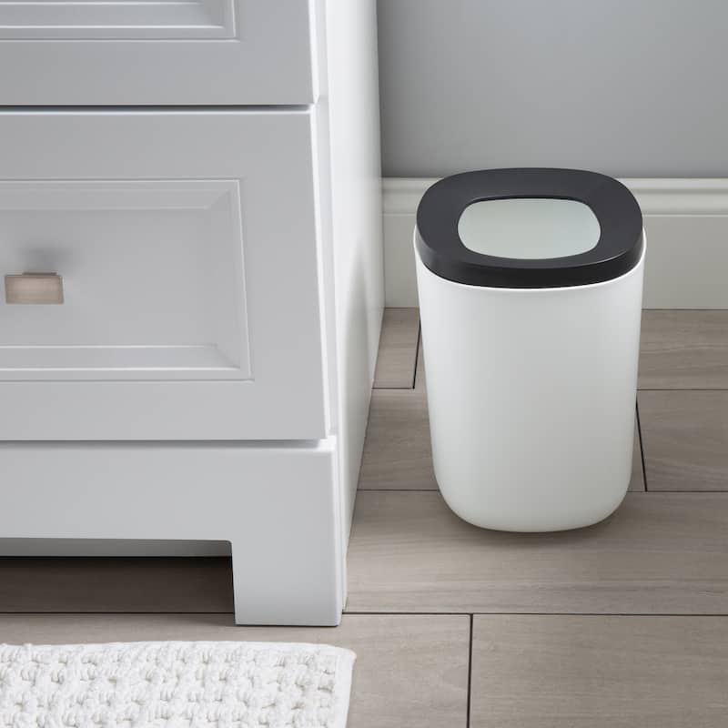 Bath Bliss 2 Tone 2 Piece Wastebasket in Black & White - 7.2"x 7.2"x 9.8"