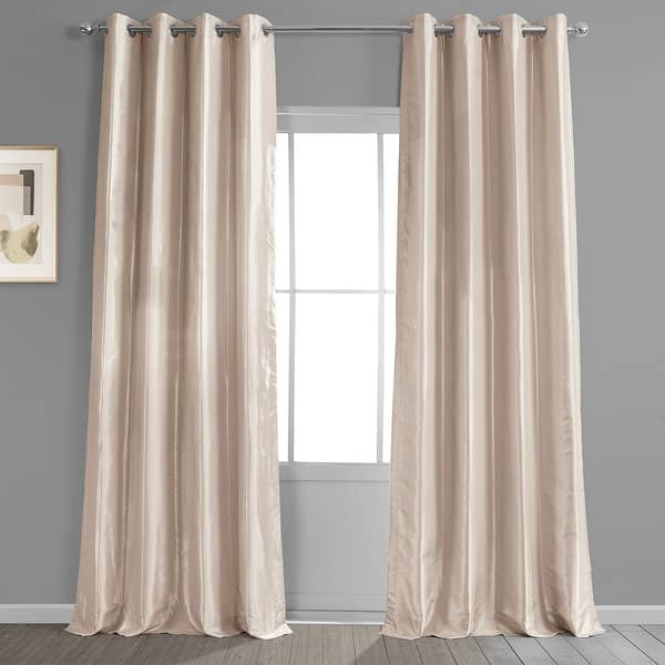 slide 1 of 72, Exclusive Fabrics Grommet Blackout Faux Silk Taffeta 108-inch Curtain (1 Panel) 50 X 108 - Antique beige