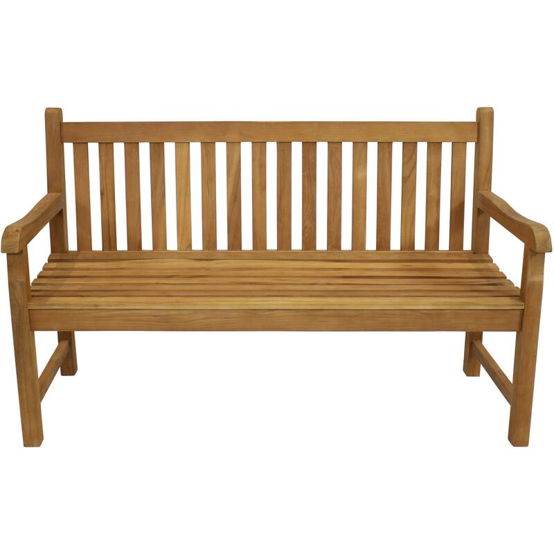 Teak Outdoor Patio Garden Bench - Mission Style - 2-Person - 59-Inch