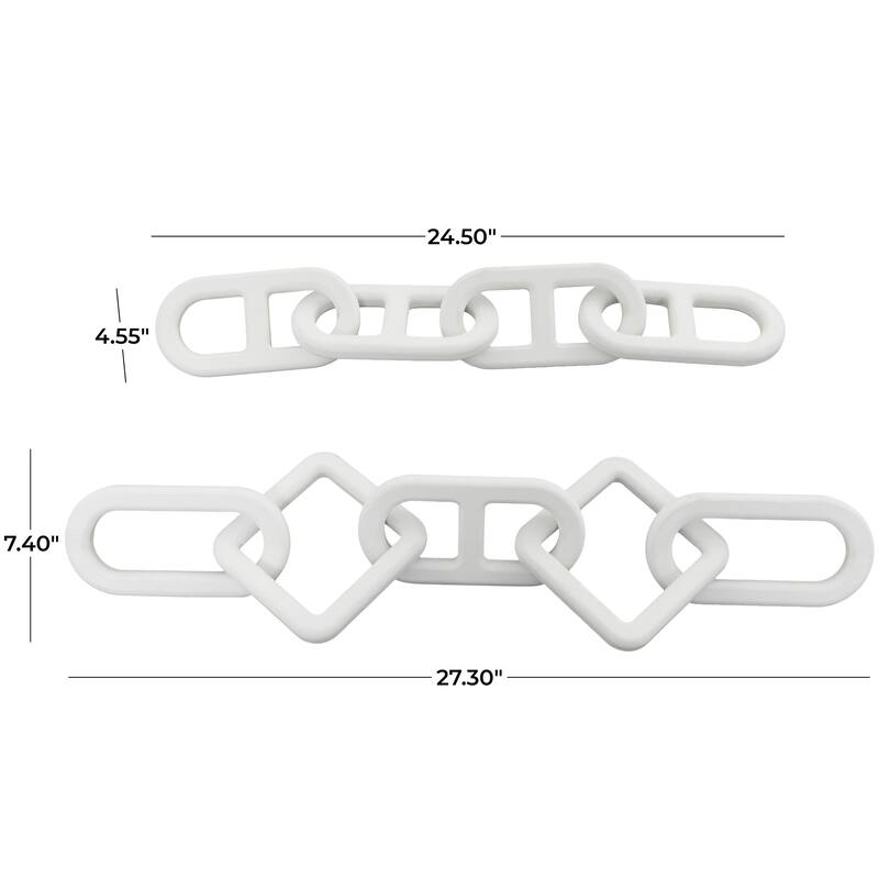 CosmoLiving by Cosmopolitan Geometric Wood Chain Sculpture (Set of 2, Set of 3) - Black, White, Brown