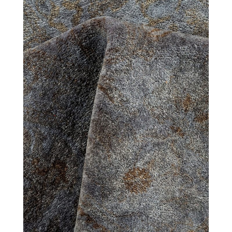 Overton Hand Knotted Wool Vintage Inspired Modern Contemporary Overdyed Gray Area Rug - 5' 3" x 8' 2"