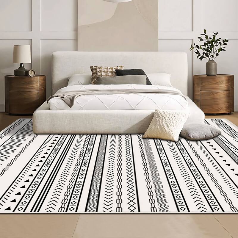 5x7 Wool Area Rug,Modern Non-Slip Washable Zebra Carpet,Living/Bedroom - 5' x 7' - Grey