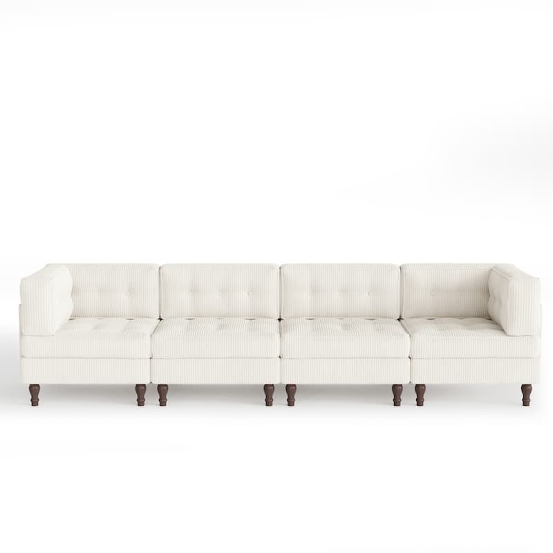 UIXE 4-Piece Corduroy Upholstered Modular Sectional Sofa for Living Room