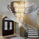 preview thumbnail 29 of 35, KAYLA 28-Lights Crystal Staircase Chandelier, Indoor Pendant Light, 118'' Modern High Ceiling Light, Height Adjustable