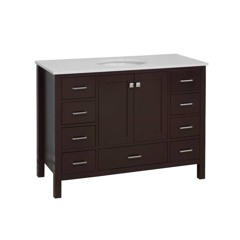 KitchenBathCollection Horizon 48" Bathroom Vanity with Engineered White Top