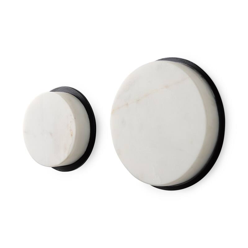 Sophia 5.0 L x 5.0 W x 3.0 H White Marble Set of 2 Wall Hooks - 5.0L x 5.0W x 3.0H - White