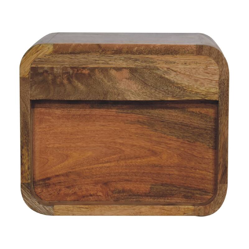 Artisan Furniture Solid Wood Oak-ish Floating Open Nightstand, Shelfs