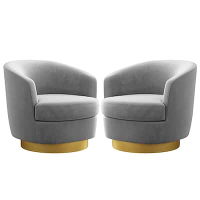 Set of 2 Velvet Swivel Club Chair Set, Soft & Comfotable - 2 Pieces