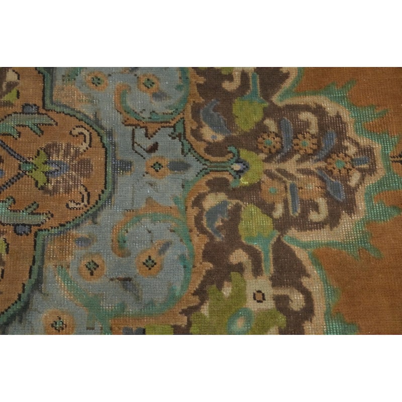 Hand Knotted Oriental 100% Wool Carpet Traditional Floral Oranges & Rust Tabriz Area Rug - 12' 0'' X 9' 6''