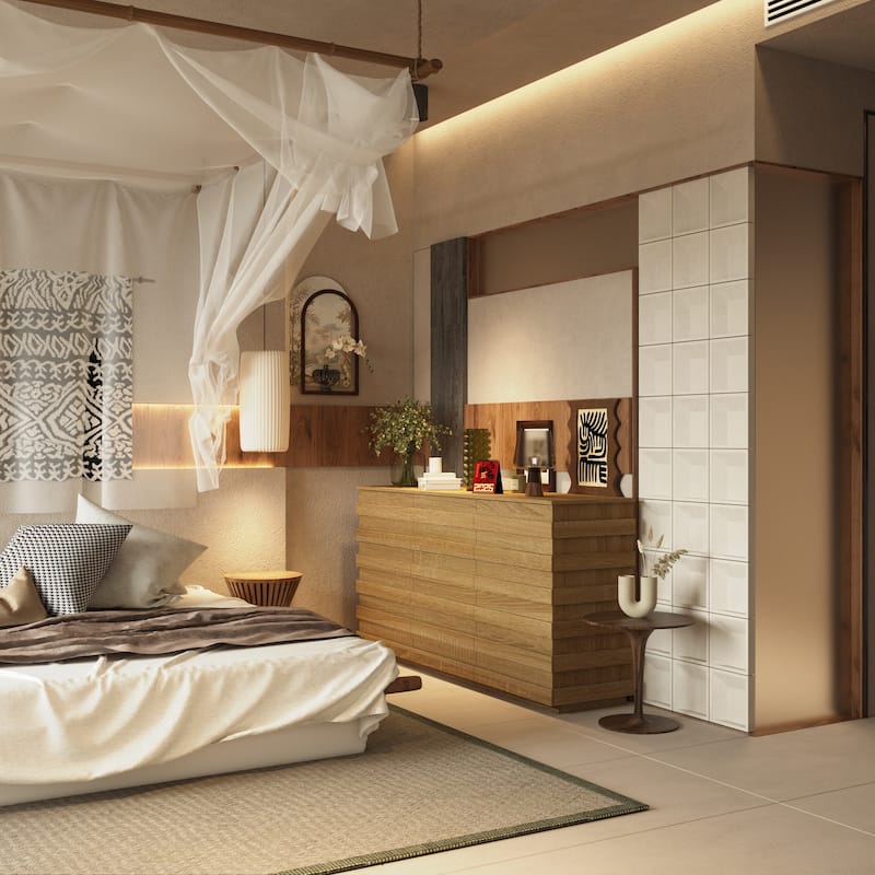 9 - Drawer Dresser Storage Cabinet: Light Wood Finish with a Modern Linear Design for Ample Storage