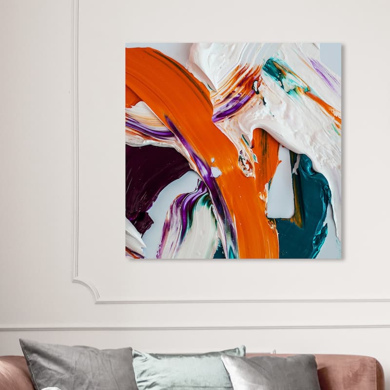 Wynwood Studio Abstract Creamy Orange White and Modern & Contemporary Wall Art Canvas Print - 40 x 40