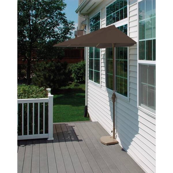 Shop 9 Half Canopy Patio Market Umbrella Chocolate Sunbrella Brown Overstock 16619152