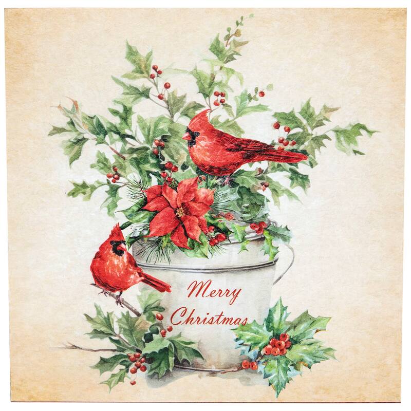 Cardinals Merry Christmas Wall Art - 11.75" x 11.75"