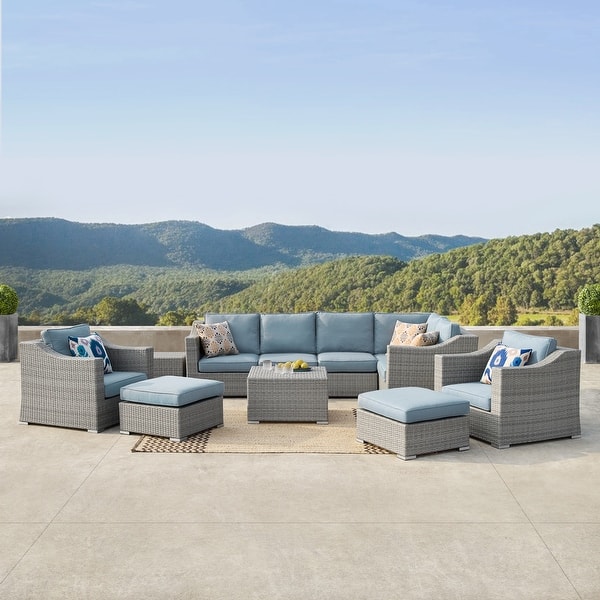 Corvus Martinka 11piece Grey Wicker Patio Furniture Chat Set On Sale