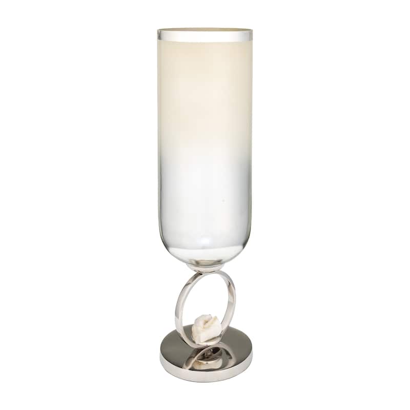 Sagebrook Home Glass Vase With Metal Base Stone - 6" x 6" x 21"