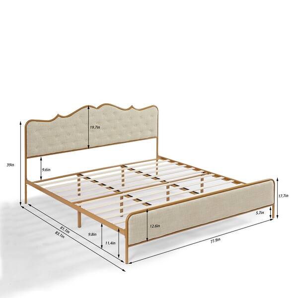 Solid Wood Ribs Slat Support Sponge Soft Bag Backrest Metal Bed Frame ...