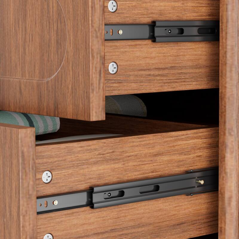 Meyreso Mid-Century Walnut Fluted Dresser with 6 or 8 Drawers