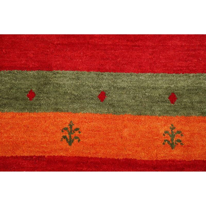 Red Gabbeh Indian Area Rug Handmade Wool Carpet - 5'11"x 7'11"