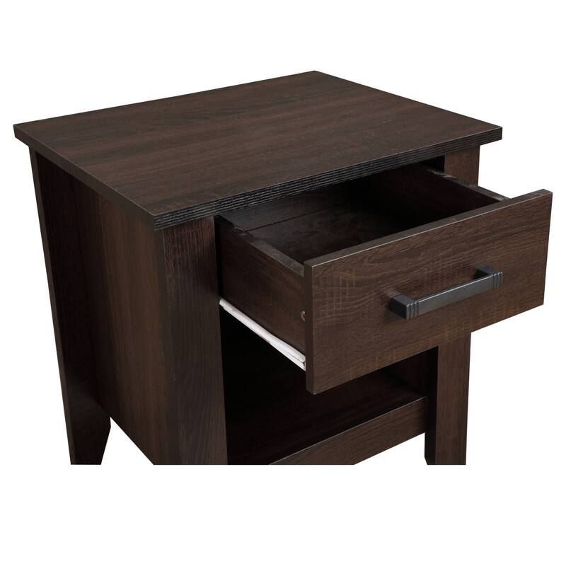 Nightstand with Drawer and Open Shelf - 24" - Dark Brown