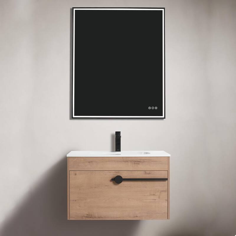 Blossom All-Wood Floating Bathroom Vanity with SMC Sink, Wall Mounted