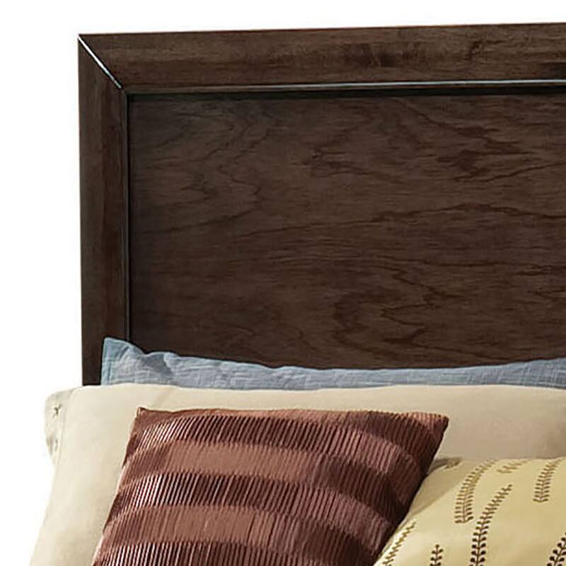 Classic Espresso Panel Bed with Wooden Headboard and Tapered Legs