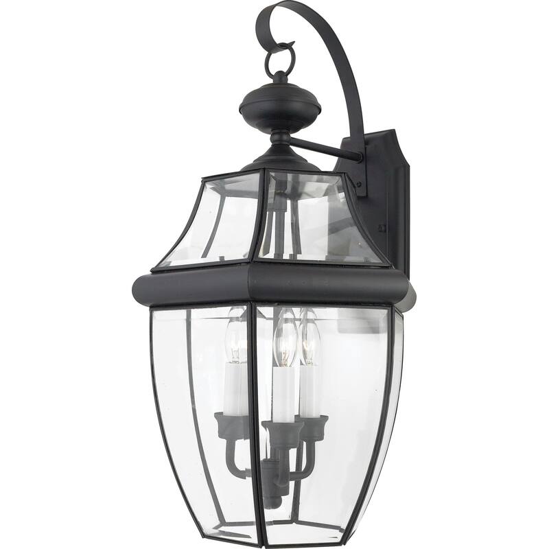 Roseto Gaines 3 Light 23" Tall Outdoor Wall Sconce with Clear Glass - Mystic Black