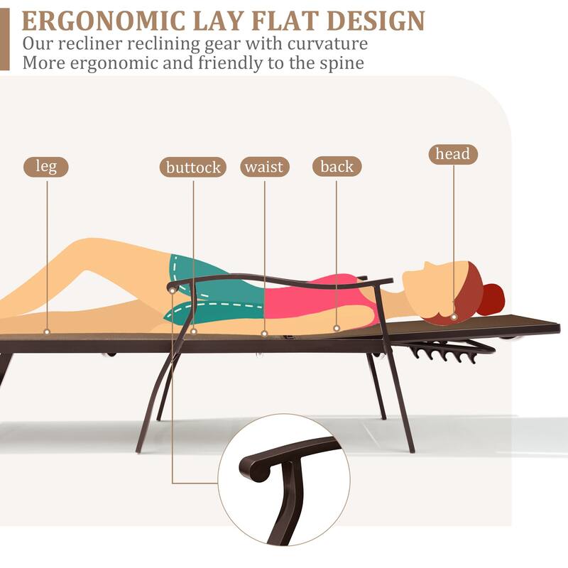 VredHom Outdoor Aluminum Adjustable Chaise Lounge (Set of 2)