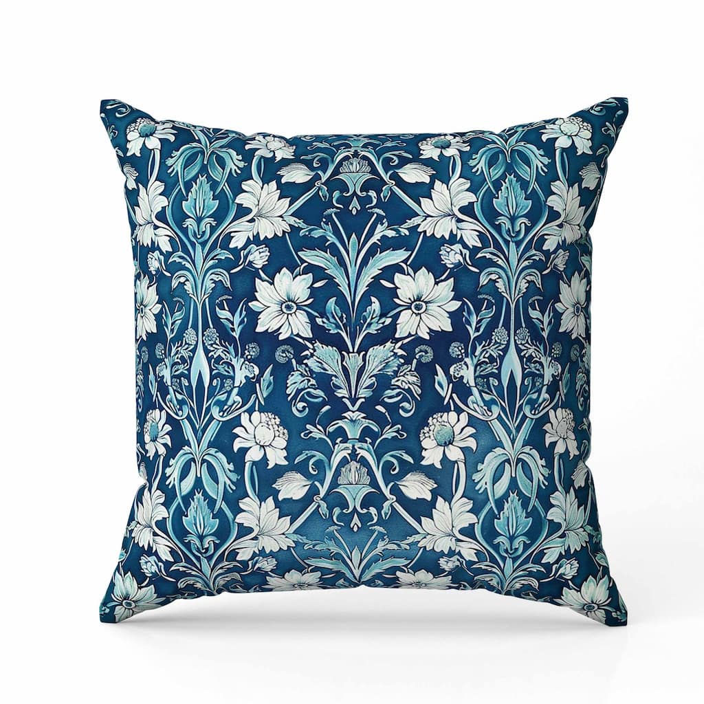 Oceanic Bloom Indoor/Outdoor Reversible Throw Pillow Blue