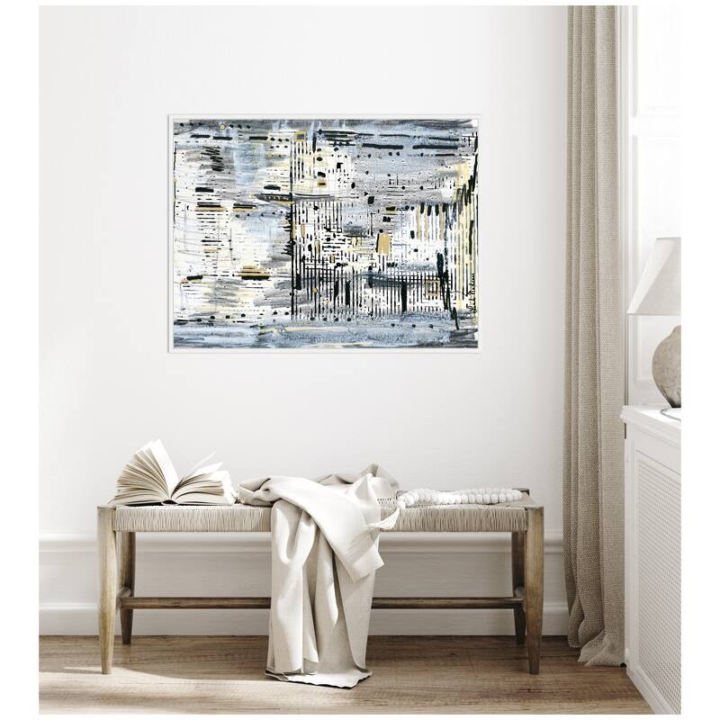Kate and Laurel Sylvie Brookyln Bridge Horizontal Framed Canvas by Leah Nadeau