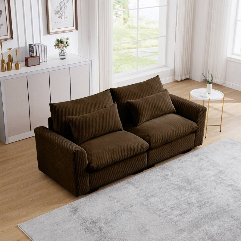 86.6" Luxury Loveseat, Corduroy Upholstered Sofa 2 Seater Couch with Armrests for Living Room, Bedroom, Apartment