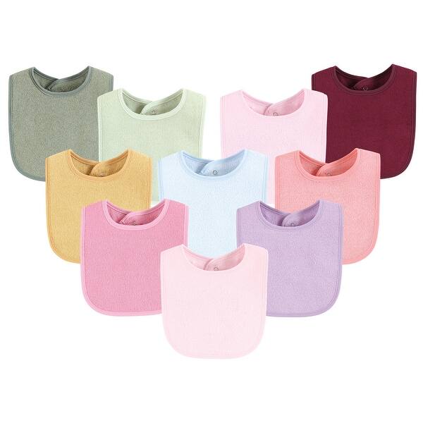 slide 1 of 1, Hudson Baby Infant Girl Drooler Bib with Waterproof Lining, Pink Yellow, One Size - Pink Yellow - One Size One Size - Pink Yellow