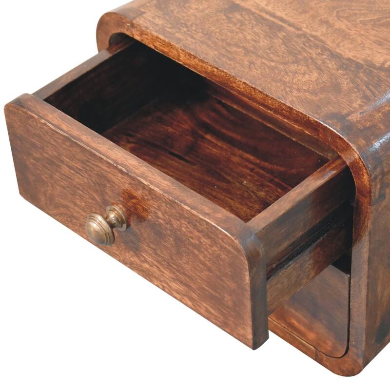 Solid Wood California Walnut Wall-Mounted Bedside with 2 Drawers